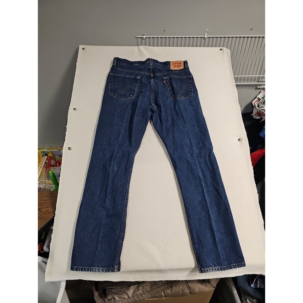 VTG Levi's Jeans 505 Mens‎ 36x32 Dark Wash Blue Denim Regular Fit Straight Y2K